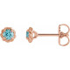 14 Karat Rose Gold 4.5 mm Natural Blue Zircon Claw Prong Rope Earrings