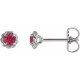 Platinum 5 mm Natural Ruby Claw Prong Rope Earrings