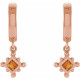 14 Karat Rose Gold Natural Citrine Beaded Bezel Set Hoop Earrings