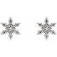 14 Karat White Gold .0075 Carat Natural Diamond Snowflake Earrings