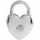 Platinum White Sapphire Heart Lock Pendant
