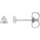 Platinum .08 Carat Rose Cut Natural Diamond 3 Prong Claw Earrings
