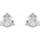 Sterling Silver 0.60 Carat Rose Cut Natural Diamond 3 Prong Claw Earrings