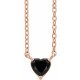14K Rose Natural Black Onyx Heart 16-18" Necklace 