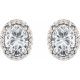 Sterling Silver  Lab Grown Moissanite and .06 Carat Natural Diamond Halo Style Earrings