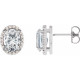 Platinum  Lab Grown Moissanite and .06 Carat Natural Diamond Halo Style Earrings