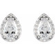 Platinum Lab Grown Moissanite and .05 Carat Natural Diamond Halo Style Earrings