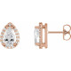 14 Karat Rose Gold Lab Grown Moissanite and 0.10 Carat Natural Diamond Halo Style Earrings