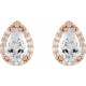 14 Karat Rose Gold Lab Grown Moissanite and 0.10 Carat Natural Diamond Halo Style Earrings