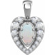 14 Karat White Gold White Opal and 0.12 carat Diamond Pendant