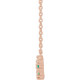14 Karat Rose Gold Lab Grown Emerald and .08 Carat Natural Diamond Five-Stone Bar 18 inch Necklace