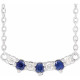 14K White Lab-Grown Blue Sapphire & .05 CTW Natural Diamond Three-Stone Bar 18" Necklace