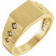 Yellow Gold Ring 14 Karat .08 Carat Natural Diamond 23.5 mm Geometric Signet Ring