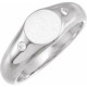 White Gold Ring 14 Karat  .06 Carat Natural Diamond 8.6 mm Round Signet Ring