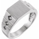 Sterling Silver .08 Carat Natural Diamond 23.5 mm Geometric Signet Ring