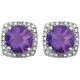 Sterling Silver Amethyst and .015 Carat Diamond Earrings