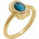 14 Karat Yellow Gold Natural London Blue Topaz Cabochon Ring