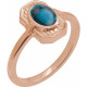 14 Karat Rose Gold Natural London Blue Topaz Cabochon Ring