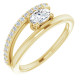 Created Moissanite Ring in 14 Karat Yellow Gold 6x4 mm Oval  Moissanite and 0.12 Carat Diamond Ring