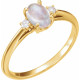 Moonstone Ring in 14 Karat Yellow Gold Rainbow Moonstone & .06 Carat Diamonds