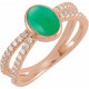 14 Karat Rose Gold Natural Chrysoprase and 0.37 Carat Natural Diamond Ring