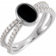 14 Karat White Gold Natural Black Onyx and 0.37 Carat Natural Diamond Ring