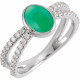 14 Karat White Gold Natural Chrysoprase and 0.37 Carat Natural Diamond Ring