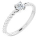 14 Karat White Gold 0.20 Carat Natural Diamond Solitaire Rope Ring