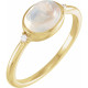 14 Karat Yellow Gold Natural Rainbow Moonstone  and .03 Carat Natural Diamond Ring