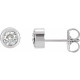 Genuine White Sapphire Bezel Set Earrings in 14 Karat White Gold