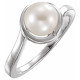 14 Karat White Gold Genuine Freshwater Pearl Ring