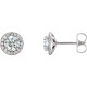 Moissanite Earrings in 14 Karat White Gold 4 mm Round Moissanite and 0.12 Carat Diamond Earrings