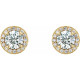 Moissanite Earrings in 14 Karat Yellow Gold 4.5 mm Round Moissanite and 0.16 Carat Diamond Earrings