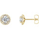Moissanite Earrings in 14 Karat Yellow Gold 5.5 mm Round Moissanite and 0.16 Carat Diamond Earrings