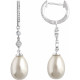 14 Karat White Gold Freshwater Pearl and 00.17 Carat Diamond Earrings