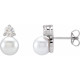 14 Karat White Gold Cultured Freshwater Pearl and 0.50 Carat Lab Grown Diamond Earrings