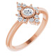 Genuine White Sapphire Ring in 14 Karat Rose Gold and 0.20 Carat Diamonds