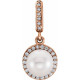 14 Karat Rose Gold Freshwater Pearl & 0.10 Carat Diamond Pendant