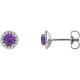 Genuine Amethyst Earrings in Sterling Silver Amethyst and 0.20 Carat Diamond Earrings