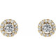 Genuine White Sapphire Earrings in 14 Karat Yellow Gold and 0.20 Carat Diamonds