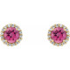 Pink Tourmaline Earrings in 14 Karat Yellow Gold Pink Tourmaline and 0.20 Carat Diamonds