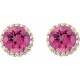 Pink Tourmaline Earrings in 14 Karat Rose Gold Pink Tourmaline and 0.20 Carat Diamonds