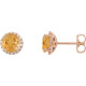 Golden Citrine Earrings in 14 Karat Rose Gold Citrine and 0.20 Carat Diamond Earrings