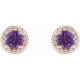 Genuine Amethyst Earrings in 14 Karat Rose Gold Amethyst and 0.12 Carat Diamond Earrings