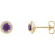 Genuine Amethyst Earrings in 14 Karat Yellow Gold Amethyst and 0.12 Carat Diamond Earrings