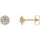 Genuine White Sapphire Earrings in 14 Karat Yellow Gold and 0.12 Carat Diamonds