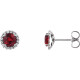 Chatham Created Ruby Earrings in 14 Karat White Gold Chatham Lab-Created Ruby and 0.12 Carat Diamond Earrings