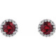 Created Ruby Earrings in Sterling Silver Created Ruby and 0.12 Carat Diamond Earrings