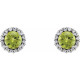 Peridot Earrings in 14 Karat White Gold and 0.12 Carat Diamonds