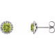 Peridot Earrings in Platinum and 0.12 Carat Diamonds